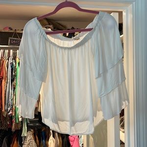 Ella Miss tiered sleeve off the shoulder blouse